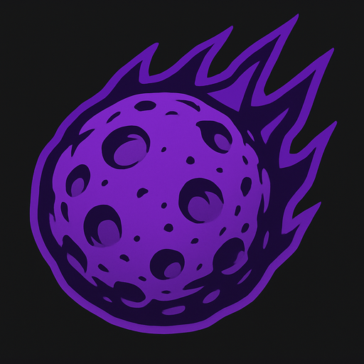 purple meteor ball no flame effect.
In-Game asset.  2d.  High contrast.  No shadows