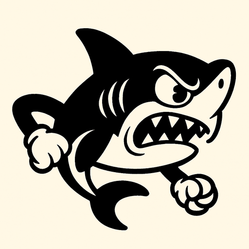 Rubber Hose Style Swimming pose Shark. It's Angry.
In-Game asset.  2d.  High contrast.  No shadows