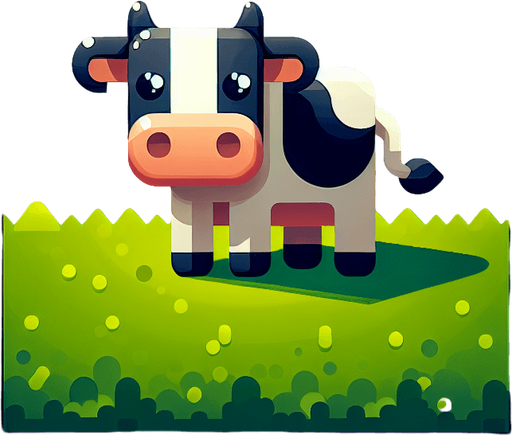 Cow.
Single Game Texture. In-Game asset. 2d. Blank background. High contrast. No shadows.