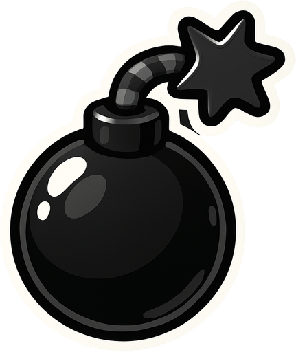 black candy bomb.
In-Game asset.  2d.  High contrast.  No shadows