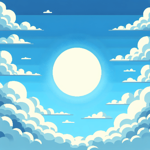 blue sky and with cloud.
Single Game Texture.  In-Game asset.  2d.  Blank background.  High contrast.  No shadows