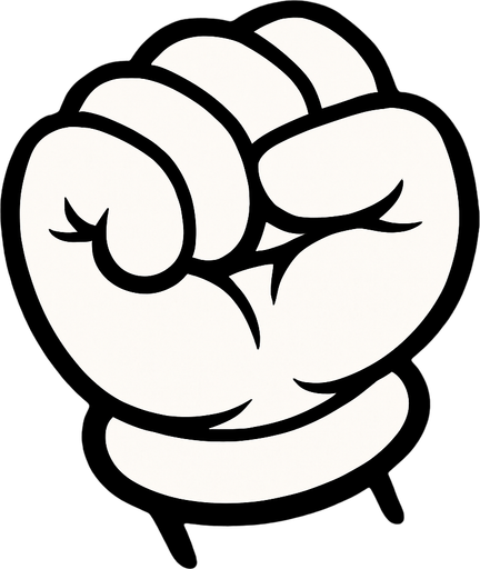 White glove curled into a fist.
In-Game asset.  2d.  High contrast.  No shadows