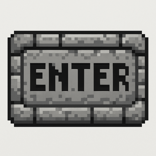 SVG made of grey stone bricks that says ‘Enter’. Retro pixel art.
In-Game asset.  2d.  High contrast.  No shadows