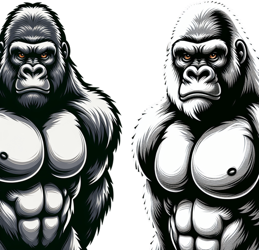 tagged Gorilla.
Single Game Texture.  In-Game asset.  2d.  Blank background.  High contrast.  No shadows