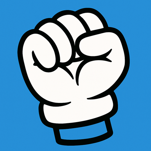 White glove curled into a fist.
In-Game asset.  2d.  High contrast.  No shadows