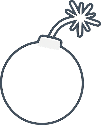 White simple little bomb. No background. Transparent background. Blank background. No shadows. 2d. In-Game asset. flat