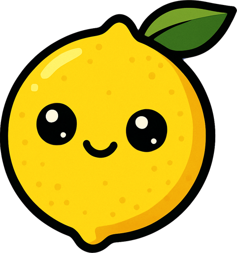Limon Circular Fruta con ojos lindos.
In-Game asset.  2d.  High contrast.  No shadows. Cartoon.