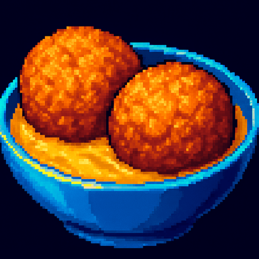 2 Cakes of ground fish dipped in raw batter.