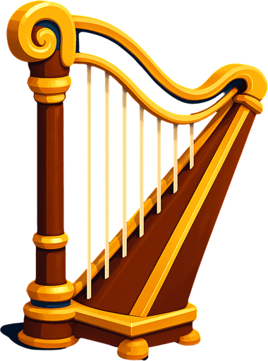 harp.
In-Game asset. 3d.  High contrast.  No shadows