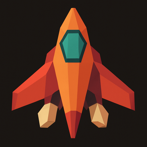 give me a low polly spaceship..
In-Game asset.  2d.  High contrast.  No shadows