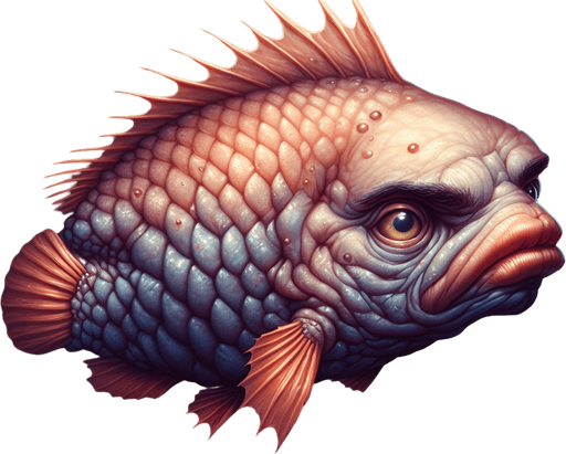 A fish with an Human male weird head in color in a realistic style.
Single Game Texture. In-Game asset. 2d. Blank background. High contrast. No shadows.