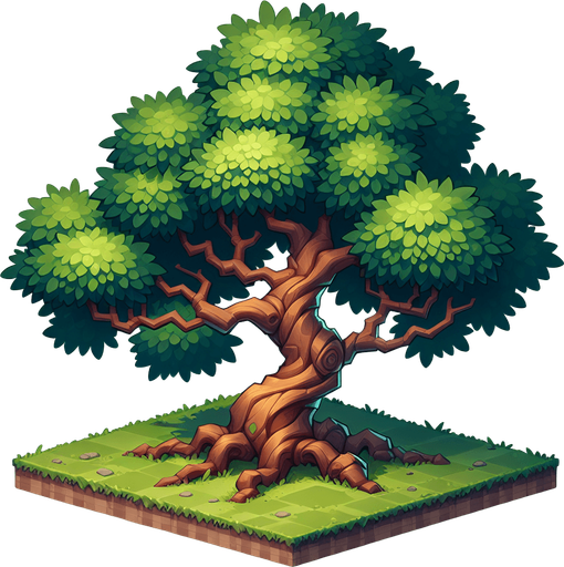 Tree.
Single Game Texture.  In-Game asset.  2d.  Blank background.  No shadows