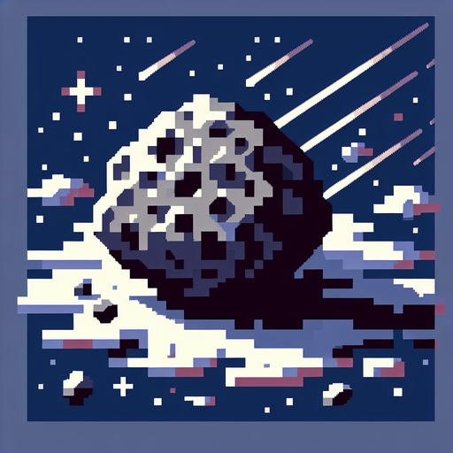 Asteroid 2D Pixel..
Single Game Texture. In-Game asset. 2d. Blank background. High contrast. No shadows.