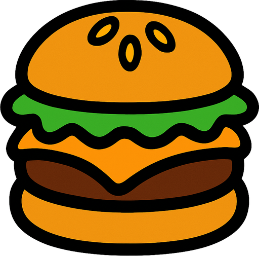 burger.
In-Game asset.  2d.  High contrast.  No shadows