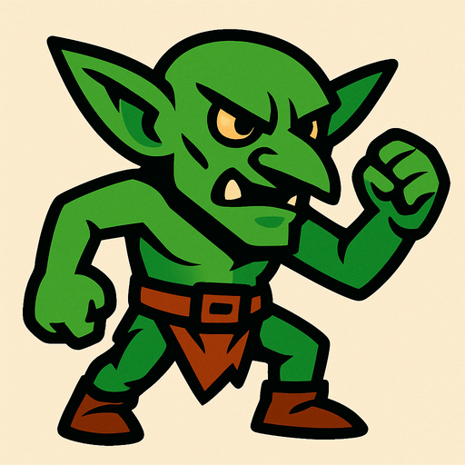 goblin.
In-Game asset.  2d.  High contrast.  No shadows