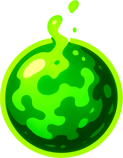 Glowing bright green Poison ball.
In-Game asset.  2d.  High contrast.  No shadows
