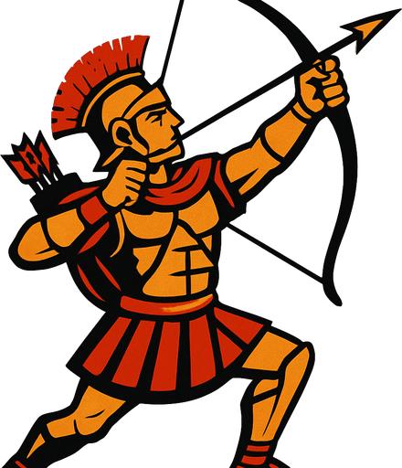 Roman Archer Aiming High.
In-Game asset.  2d.  High contrast.  No shadows