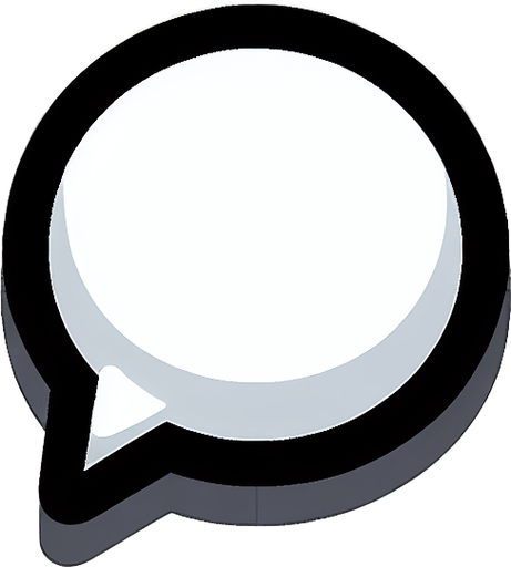 A simple, elegant white speech bubble..
Single Game Texture. In-Game asset. 2d. Blank background. High contrast. No shadows.