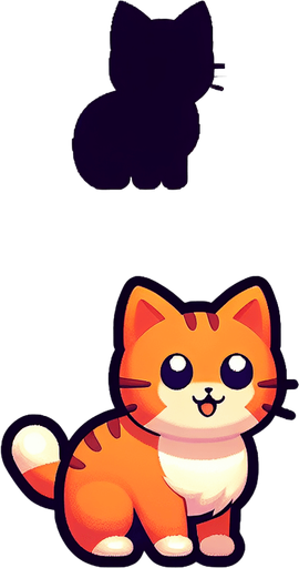 kedi.
Single Game Texture. In-Game asset. 2d. Blank background. High contrast. No shadows.