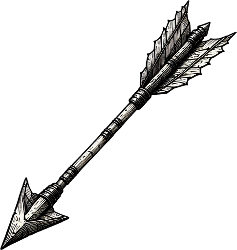 Warcraft 3 image of a medieval arrow..
Single Game Texture. In-Game asset. 2d. Blank background. High contrast. No shadows.