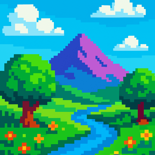 creame un paisage pixer de 2048x2732.
In-Game asset.  2d.  High contrast.  No shadows