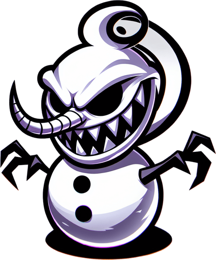 cartoony evil snowman character

Single Game Texture. In-Game asset. 2d. Blank background. High contrast. No shadows.