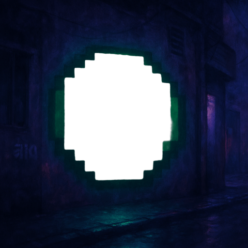 semi-realistic comic book style, moody neon lighting, lo-fi urban atmosphere, rich textures, cinematic framing, purple and blue tones, soft gradients, ambient reflections