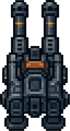 top down twin barrel sci-fi rapid machine gun cannon. pixel art