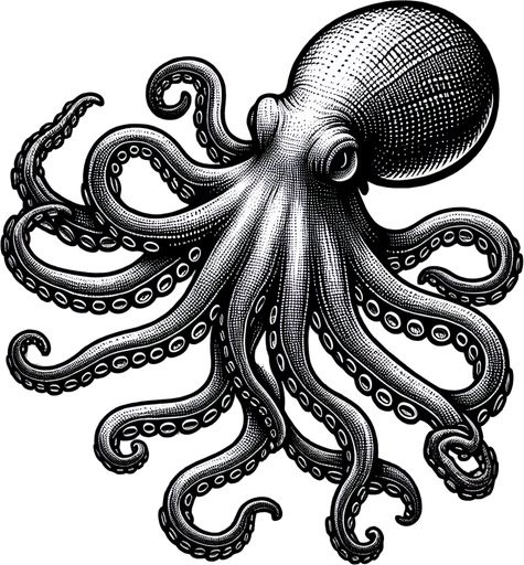 octopus.
Single Game Texture.  In-Game asset.  2d.  Blank background.  High contrast.  No shadows