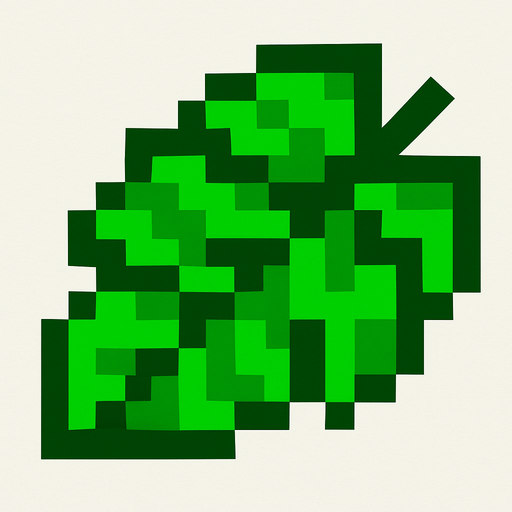 minecraft leaf.
In-Game asset.  2d.  High contrast.  No shadows
