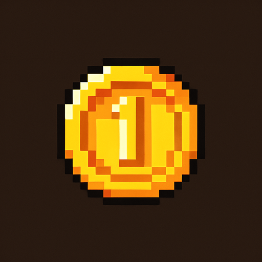 2d pixel art coin.
In-Game asset.  2d.  High contrast.  No shadows