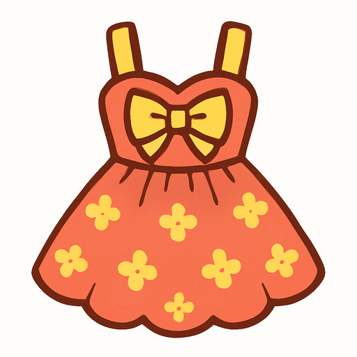 cute designer dress top view..
In-Game asset.  2d.  High contrast.  No shadows