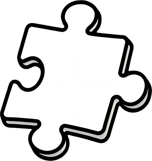 While puzzle piece.
In-Game asset.  2d.  High contrast.  No shadows