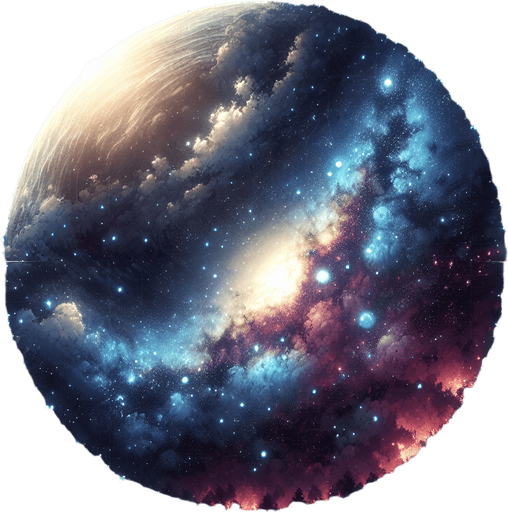 Una esfera con la via láctea.
Single Game Texture.  In-Game asset.  2d.  Blank background.  High contrast.  No shadows