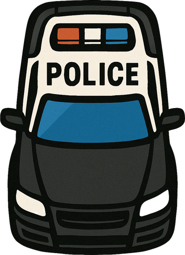 üstten görünümlü polis arabası çiz.
In-Game asset.  2d.  High contrast.  No shadows