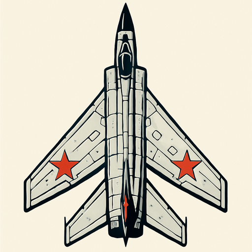 A Su-15 Flagon heavy Interceptor aircraft..
In-Game asset.  2d.  High contrast.  No shadows. Top down view