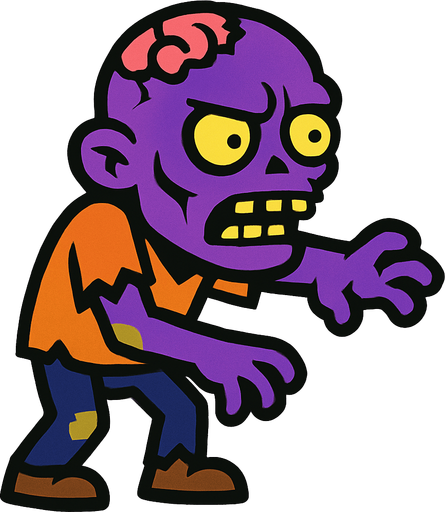 purple zombie 2d.
In-Game asset.  2d.  High contrast.  No shadows