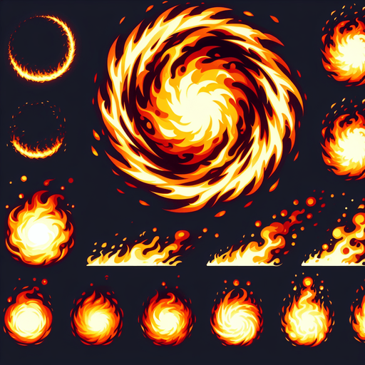 Circular Fire particle. Sprite Sheet.