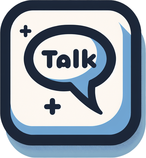 A talk button with a buble and a word 'talk'.
Single Game Texture. In-Game asset. 2d. Blank background. High contrast. No shadows.