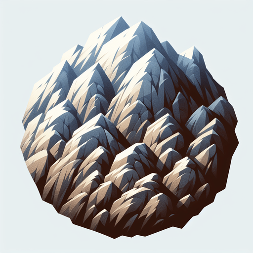 Mountain rock.
Single Game Texture. In-Game asset. 2d. Blank background. High contrast. No shadows.