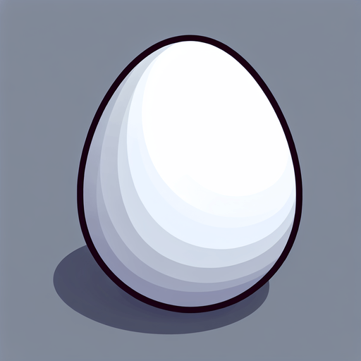 white egg.
Single Game Texture.  In-Game asset.  2d.  Blank background.  High contrast.  No shadows