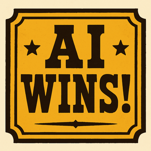 western style alert box that says "AI Wins!".
In-Game asset.  2d.  High contrast.  No shadows