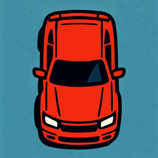 Red car bird's eye view.
In-Game asset.  2d.  High contrast.  No shadows