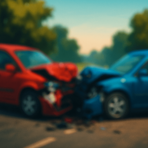 blurry realistic image of a car crash with backround.
In-Game asset.  2d.  High contrast.  No shadows