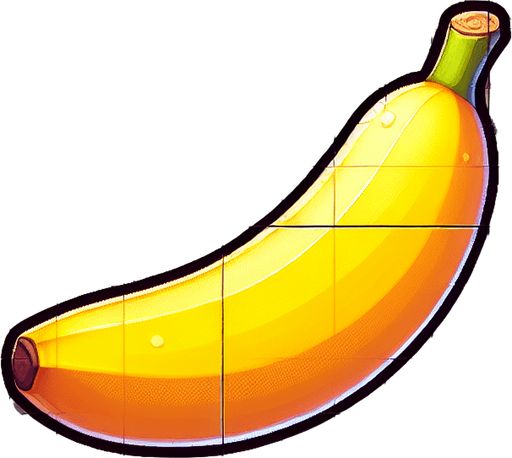 banana.
Single Game Texture.  In-Game asset.  2d.  Blank background.  High contrast.  No shadows