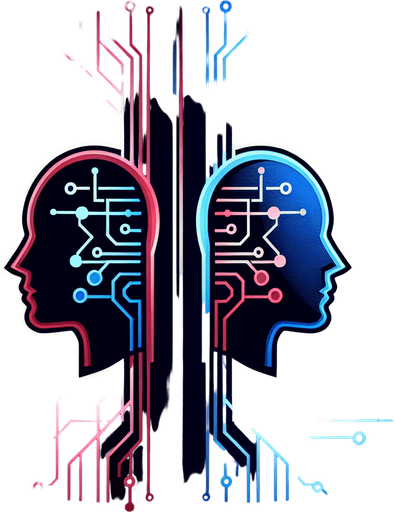 Two stylized head silhouettes (one representing the hero, one the enemy) connected by arcing lines of digital energy or circuit patterns. Color could be a mix of blue (control) and maybe red/purple (target)..
Single Game Texture.  In-Game asset.  2d.  Blank background.  High contrast.  No shadows