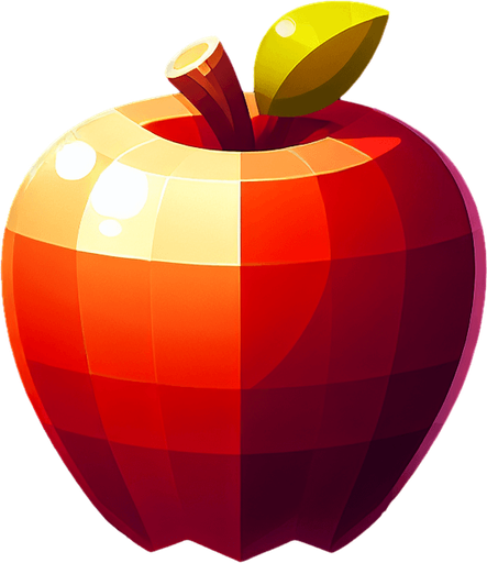 An apple in a rts style Single Game Texture. In-Game asset. 2d. Blank background. High contrast. No shadows.