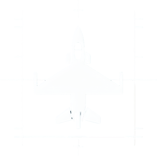 Straight White fighter jet.
Single Game Texture. In-Game asset. 2d. Blank background. High contrast. No shadows.