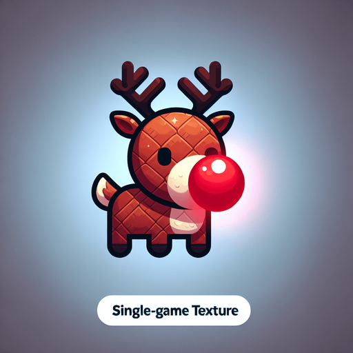 rudolf the red nose raindeer Single Game Texture. In-Game asset. 2d. Blank background. High contrast. No shadows.