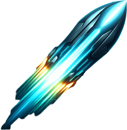 Bullets should have a sleek, futuristic design, such as glowing projectiles, plasma shots, or energy beams.
Use bright, contrasting colors (e.g., blue or green) to differentiate them from alien attacks..
Single Game Texture. In-Game asset. 2d. Blank background. High contrast. No shadows.